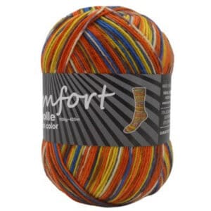 Comfort Sockenwolle – Orange Blue Yellow Dash
